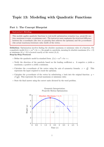 Ready-to-Teach Resource: Modeling with Quadratic Functions | Cover Work & Home Learning