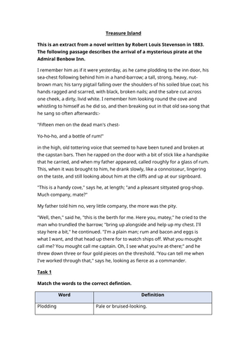 Treasure Island Worksheet