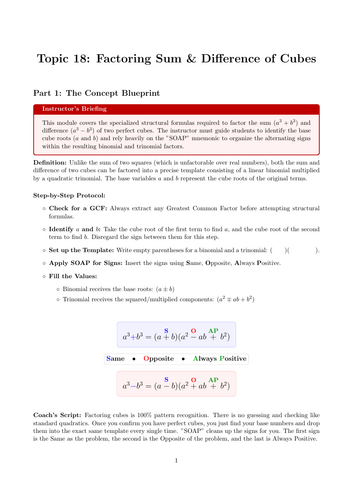 Ready-to-Teach Resource: Factoring Sum and Difference of Cubes | Cover Work & Home Learning