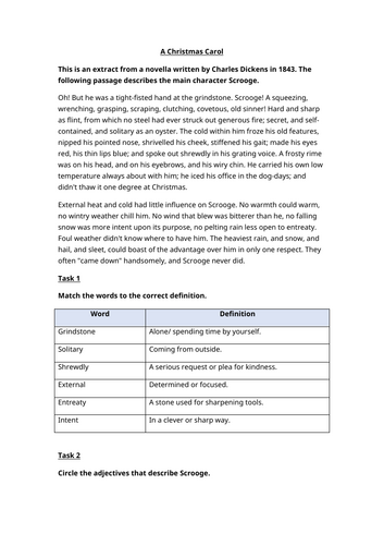 A Christmas Carol Worksheet