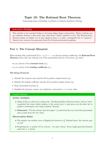 Ready-to-Teach Resource: The Rational Root Theorem | Cover Work & Home Learning