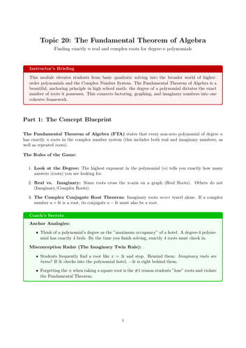 Ready-to-Teach Resource: The Fundamental Theorem of Algebra | Cover Work & Home Learning