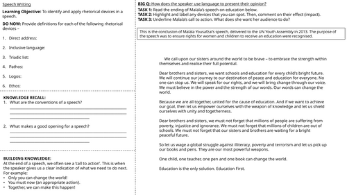 Speech Writing - KS3
