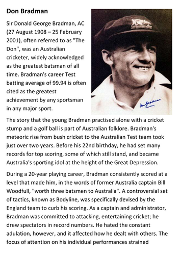 Don Bradman Handout