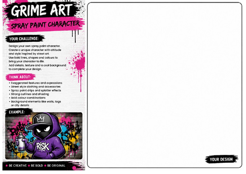 Spray Paint Character Worksheet | Urban Character Design Activity | KS2 KS3 Art