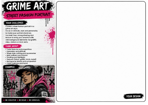 Street Fashion Portrait Worksheet | Urban Portrait Drawing | KS2 KS3 Art