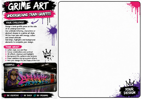 Underground Train Graffiti Worksheet | Graffiti Art Activity | KS2 KS3 Art