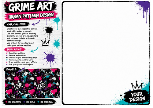 Urban Pattern Design Worksheet | Grime Art Pattern Challenge | KS2 KS3 Art
