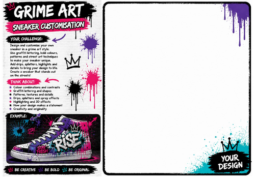 Sneaker Customisation Worksheet | Grime Art Trainer Design Challenge | KS2 KS3 Art
