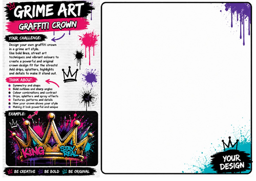 Graffiti Crown Worksheet | Urban Street Art Drawing Activity | KS2 KS3 Art