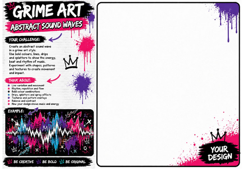 Abstract Sound Waves Worksheet | Music Inspired Grime Art | KS2 KS3 Art