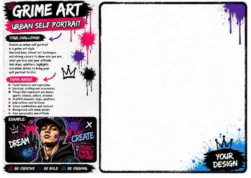 Urban Self Portrait Worksheet | Grime Art Portrait Activity | KS2 KS3 Art