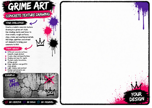 Concrete Texture Drawing Worksheet | Urban Texture Study | KS2 KS3 Art