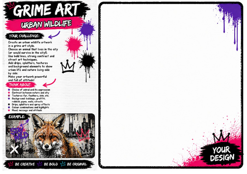 Urban Wildlife Worksheet | Street Art Animal Drawing Challenge | KS2 KS3 Art