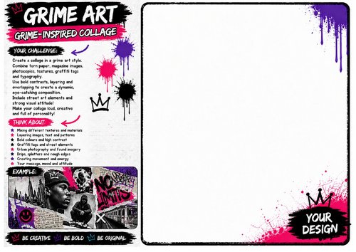 Grime-Inspired Collage Worksheet | Urban Mixed Media Art Activity | KS2 KS3 Art