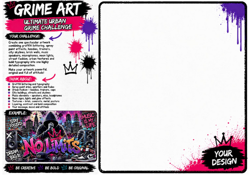 Ultimate Urban Grime Challenge Worksheet | Graffiti & Street Art Drawing Activity | KS2 KS3 Art