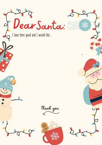 Dear Santa Letter Writing Template