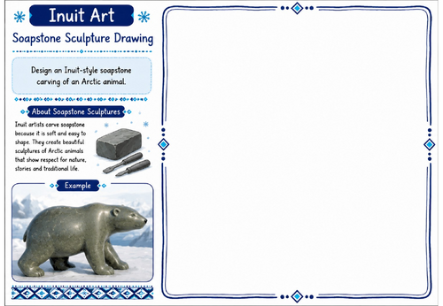 Inuit Art Worksheet 3 | Soapstone Sculpture Drawing | KS2 KS3 Art Cover Lesson