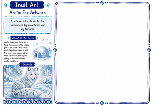 Inuit Art Worksheet 10 | Arctic Fox Artwork | KS2 KS3 Art Cover Lesson