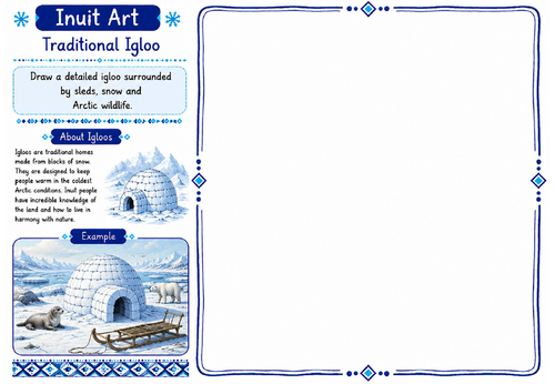 Inuit Art Worksheet 14 | Traditional Igloo | KS2 KS3 Art Cover Lesson