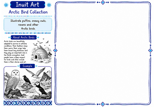 Inuit Art Worksheet 18 | Arctic Bird Collection | KS2 KS3 Art Cover Lesson
