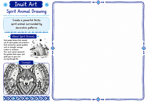 Inuit Art Worksheet 19 | Spirit Animal Drawing | KS2 KS3 Art Cover Lesson