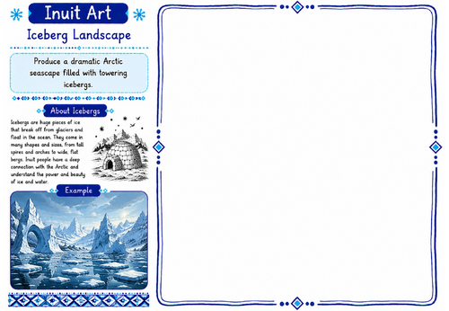 Inuit Art Worksheet 20 | Iceberg Landscape | KS2 KS3 Art Cover Lesson