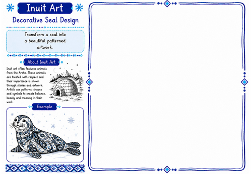 Inuit Art Worksheet 21 | Decorative Seal Design | KS2 KS3 Art Cover Lesson