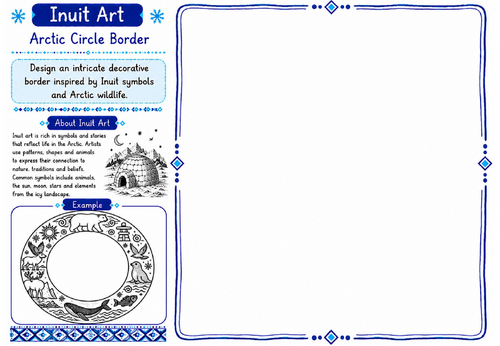 Inuit Art Worksheet 22 | Arctic Circle Border | KS2 KS3 Art Cover Lesson