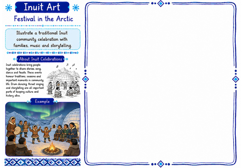 Inuit Art Worksheet 23 | Festival in the Arctic | KS2 KS3 Art Cover Lesson
