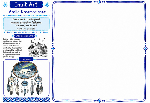 Inuit Art Worksheet 26 | Arctic Dreamcatcher | KS2 KS3 Art Cover Lesson