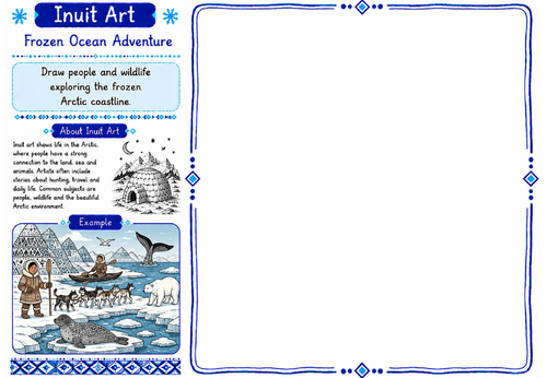 Inuit Art Worksheet 29 | Frozen Ocean Adventure | KS2 KS3 Art Cover Lesson