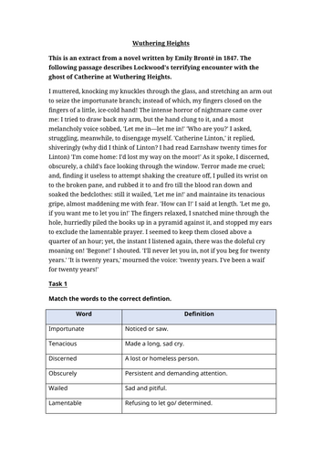 Wuthering Heights Worksheet
