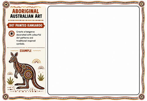 Aboriginal Australian Art – Dot Painted Kangaroo | KS2 KS3 Art Worksheet | Cover Lesson | Cultural A
