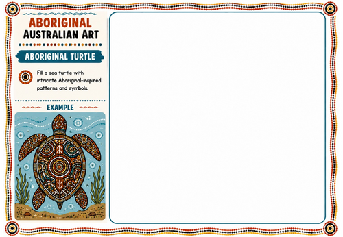 Aboriginal Australian Art – Aboriginal Turtle | KS2 KS3 Art Worksheet | Cultural Art Activity
