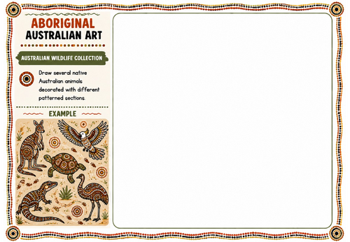 Aboriginal Australian Art – Australian Wildlife Collection | KS2 KS3 Art Worksheet | Animal Drawing