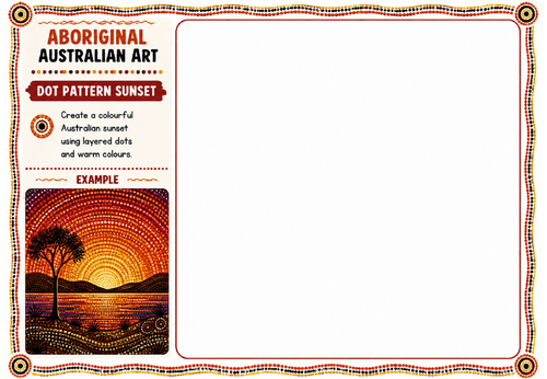 Aboriginal Australian Art – Dot Pattern Sunset | KS2 KS3 Art Worksheet | Landscape Art Activity