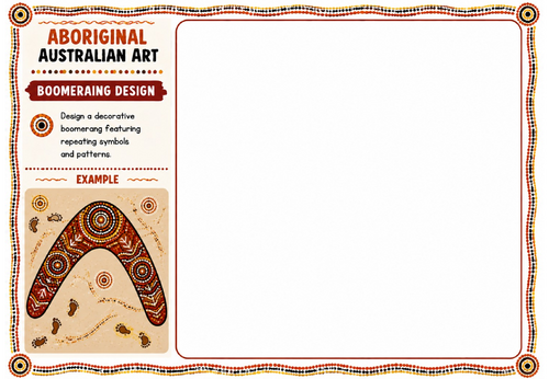 Aboriginal Australian Art – Boomerang Design | KS2 KS3 Art Worksheet | Pattern Design Activity
