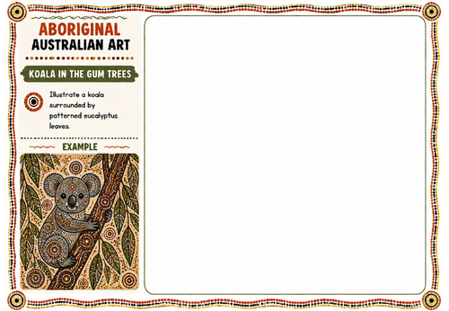 Aboriginal Australian Art – Koala in the Gum Trees | KS2 KS3 Art Worksheet | Australian Wildlife
