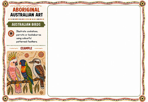 Aboriginal Australian Art – Australian Birds | KS2 KS3 Art Worksheet | Wildlife Art Activity