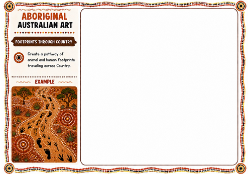 Aboriginal Australian Art – Footprints Through Country | KS2 KS3 Art Worksheet | Pattern Drawing