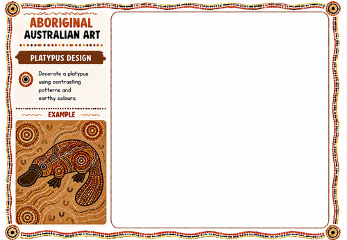 Aboriginal Australian Art – Platypus Design | KS2 KS3 Art Worksheet | Australian Wildlife Activity