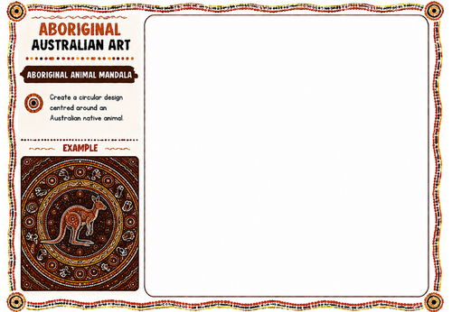 Aboriginal Australian Art – Aboriginal Animal Mandala | KS2 KS3 Art Worksheet | Mandala Drawing Acti
