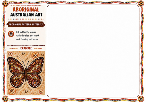 Aboriginal Australian Art – Aboriginal Pattern Butterfly | KS2 KS3 Art Worksheet | Pattern Drawing A