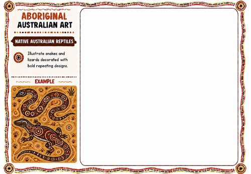 Aboriginal Australian Art – Native Australian Reptiles | KS2 KS3 Art Worksheet | Animal Drawing Acti