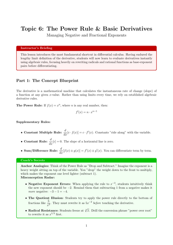 The Power Rule & Basic Derivatives | Ready-to-Teach Resource |  Maths Cover Work & Home Learning