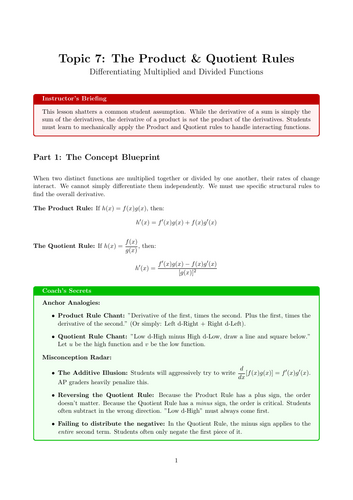The Product and Quotient Rules | Ready-to-Teach Resource |  Maths Cover Work & Home Learning