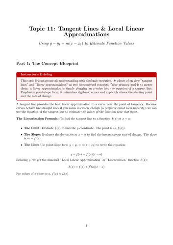 Tangent Lines & Local Linear Approximations | Ready-to-Teach Resource |  Maths Cover Work & Home Lea