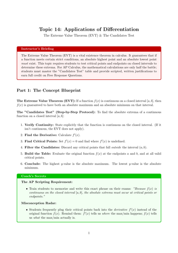 The Extreme Value Theorem (EVT) | Ready-to-Teach Resource | Maths Cover Work & Home Learning