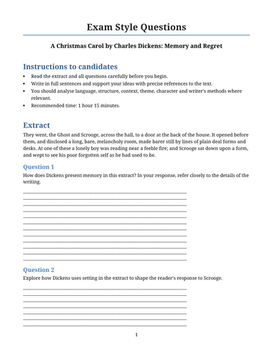 A Christmas Carol – Memory and Regret